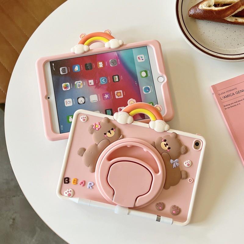 IPad Pro 11 Case Air 4 5 6 7 10 Cartoon Soft Silicone Cover With 360 Rotating Stand Pen Holder
