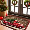 Christmas Day Ambiance Entry Door Mat Vintage Red Truck Christmas Tree Pattern Non Slip Absorbent Carpet Home Decor