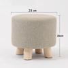 Stretch Round Stool Covers Linen Fabric Footstool Slipcovers Elastic Ottoman Cover Removable Chair Seat Case for Living Room