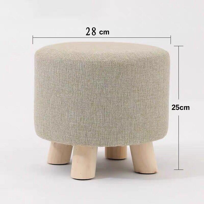 Stretch Round Stool Covers Linen Fabric Footstool Slipcovers Elastic Ottoman Cover Removable Chair Seat Case for Living Room