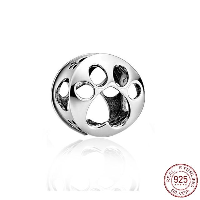 925 Sterling Silver Heart Circular Animal Beads Original  Charm Bracelet For Women DIY Fashion Silver 925 Jewelry Making