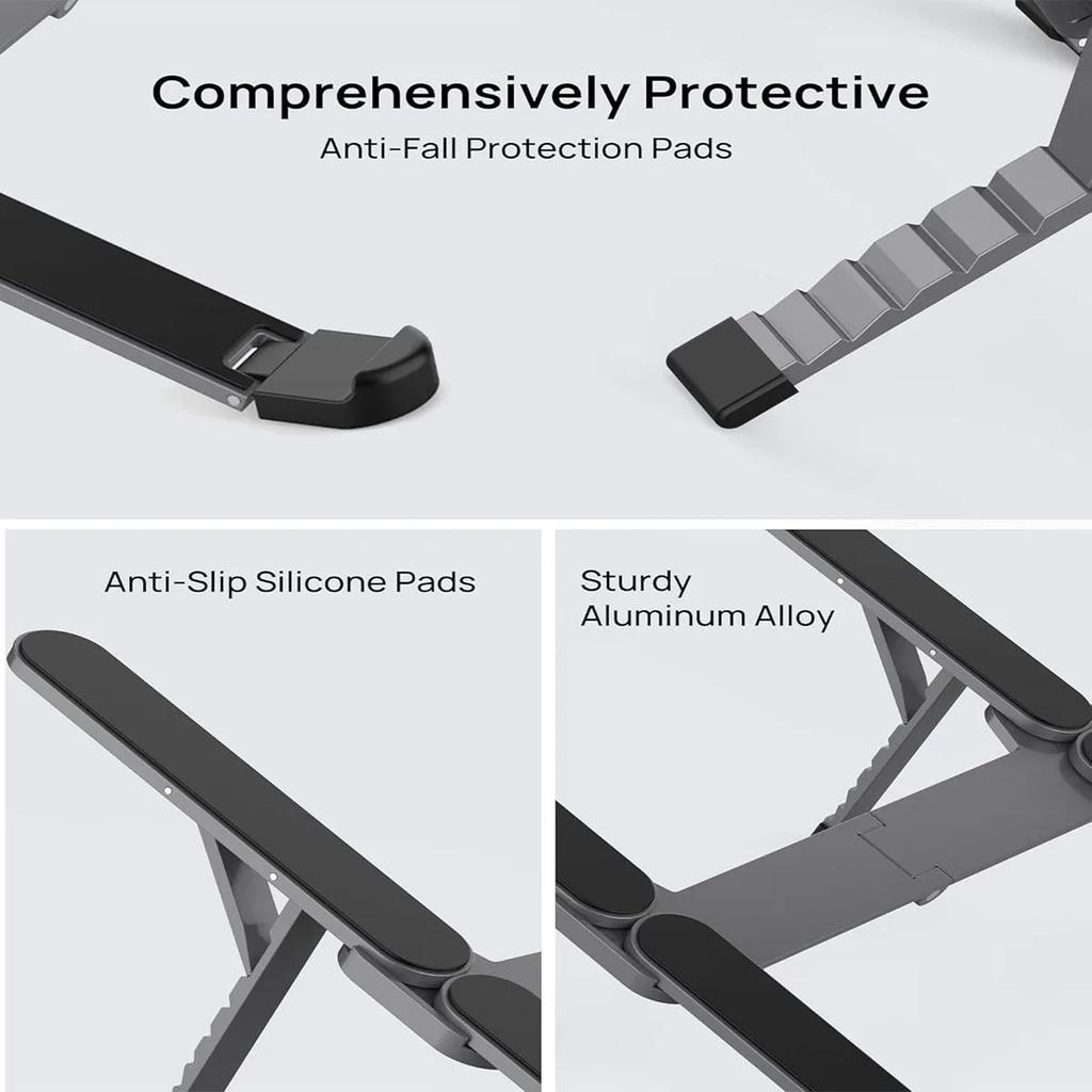 Bi-foldable Foldable & Portable Laptop Aluminum Stand for Desk and Car Lightweight Tablet Stand for Business Travel