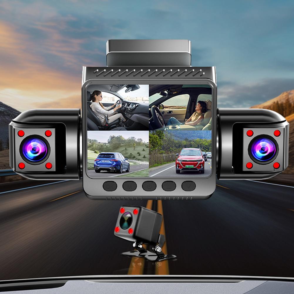 4 Channel Dash Cam Front and Rear Inside 1080P Driving Video Recorder with Night Vision G-Sensor Car Camera for Car