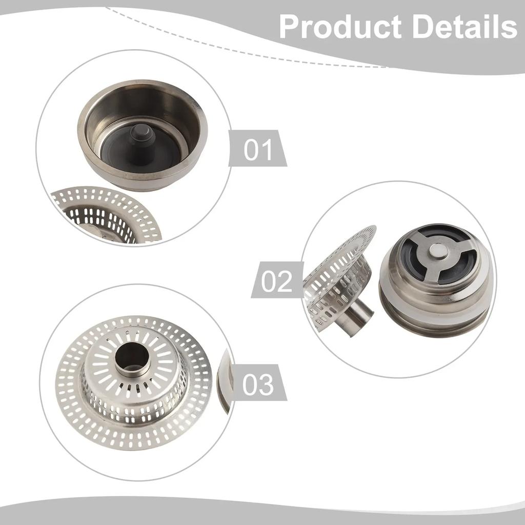For Standard Sinks Kitchen Sink Stopper Stainless Steel Sink Stopper Kitchen Use 2.76 To 3.38 Inches Stainless Steel Filters