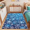 White Snowflakes On Blue Background Patterned Carpet, Suitable As a Non Slip Play Mat for the Living Room and Bedroom Sofa