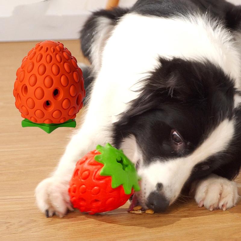 Dog Chew Toys Rubber Cute Strawberry Shaped Food Leaking Toy Durable Eco-friendly Food Dispenser Dogs Toy 2026