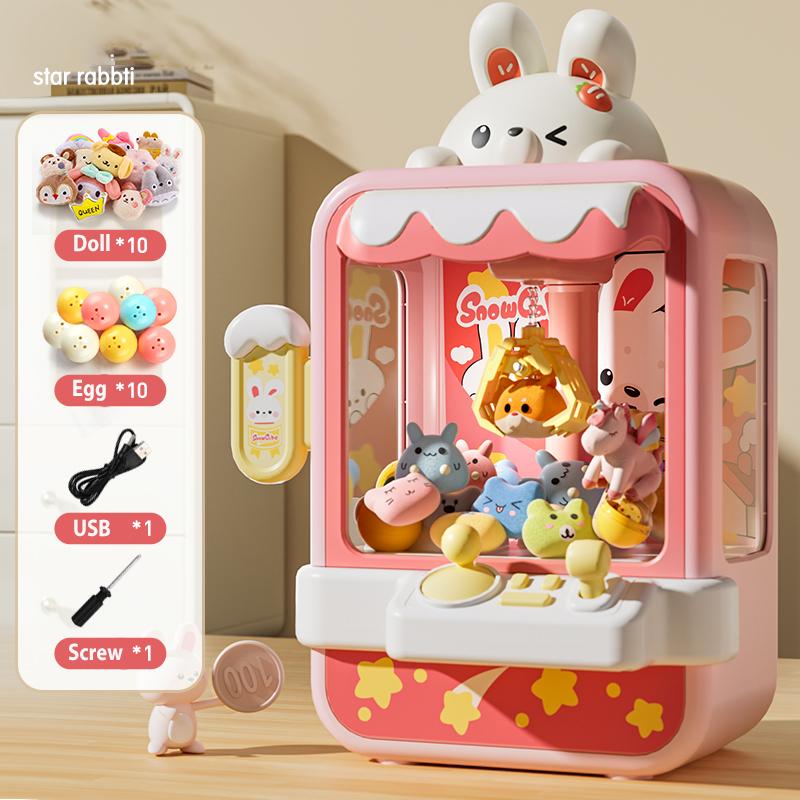 Bunny Claw Machine for Kids Toys Girls Mini Catch Doll Game Machine With Music Kids Vending Arcade Game Machine Party Gift