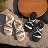 Platform Woven Sandals Slimming Versatile, Breathable Non-slip Women's Shoes Casual Wear, Elastic Band Beach Shoes