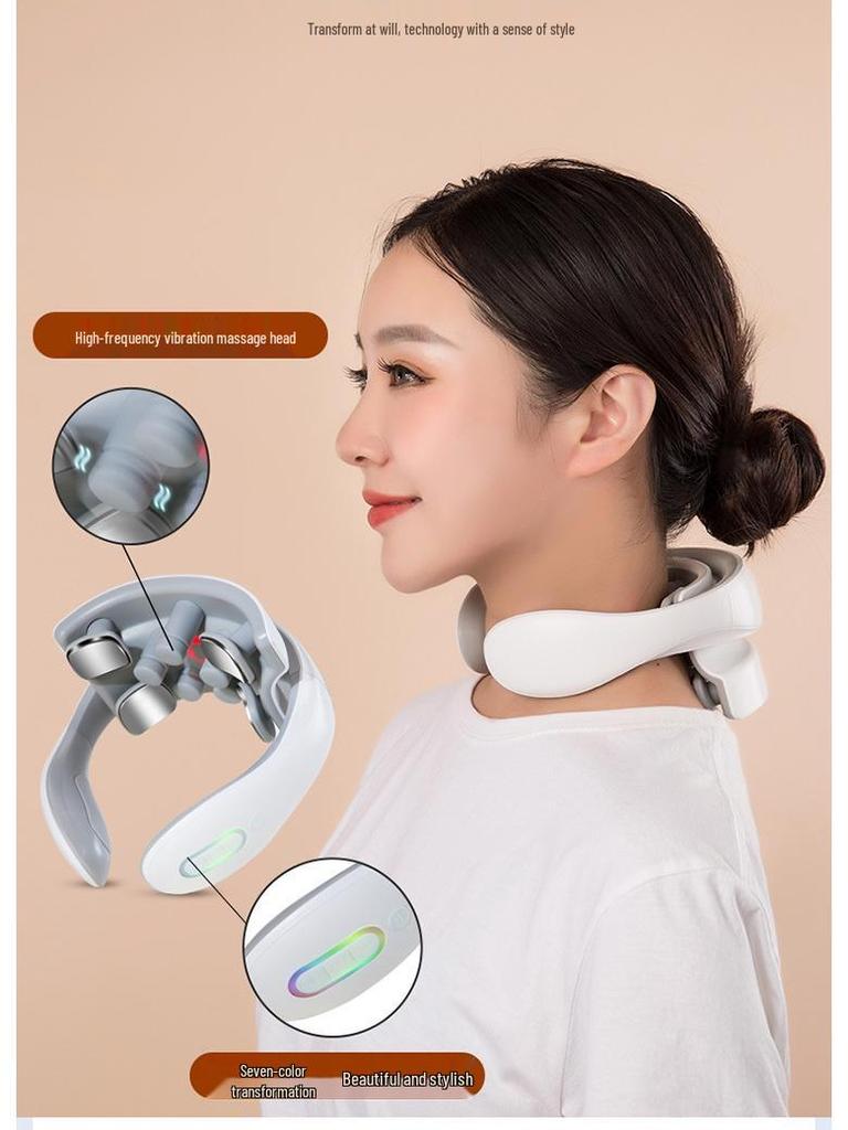 Smart Cervical and Shoulder Massager with Pulse Heating and Hot Compress Therapy
