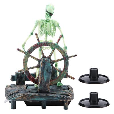 Aquário Hipocampo Capitão Pirata Decoração Tanque de Peixes Paisagem Esqueleto Ornamento