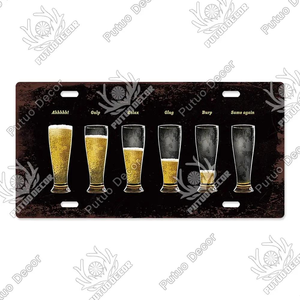 Putuo Decor Bier Metallschild Blechschild Plakette Metall Vintage Nummernschild Dekoration für Bar Pub Man Cave Wohnzimmer Wanddeko