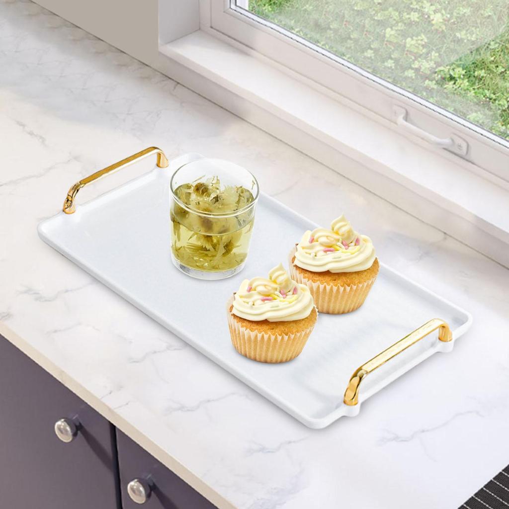 Serving Tray with Handle Bathroom Vanity Organizer Jewelry Storage for Table Centerpiece