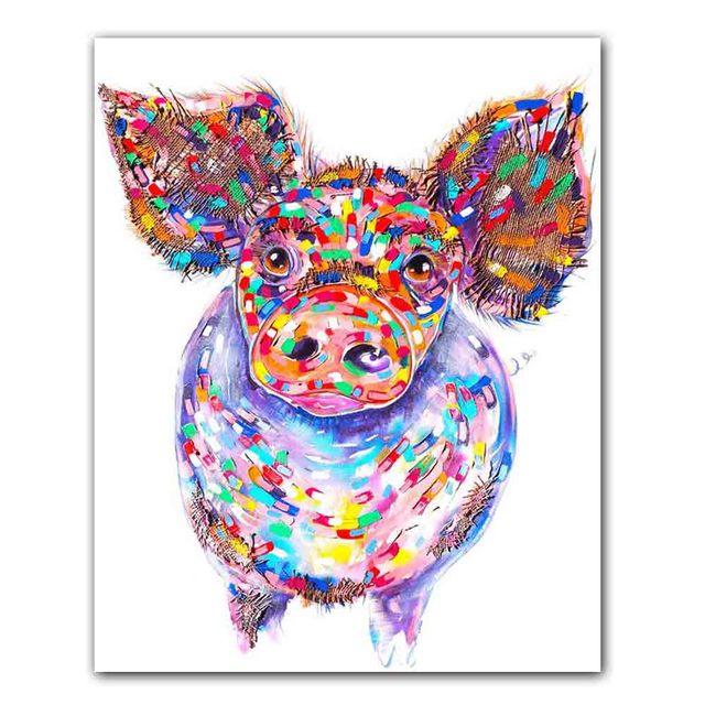 Nordic graffiti art abstract animal canvas painting digital color poster office wall painting living room home decoration mural No Frame