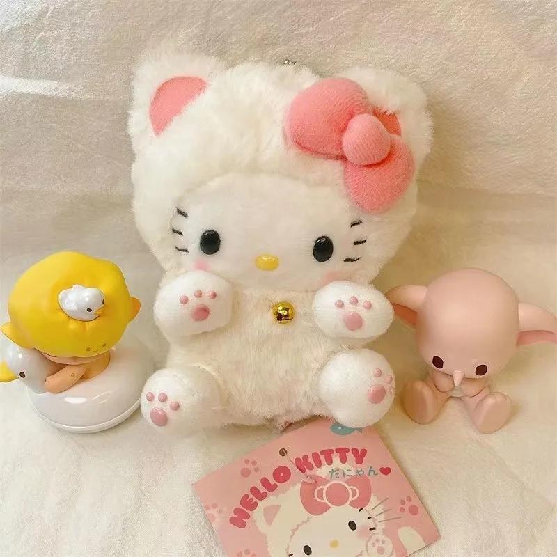 Hello Kitty Plush Keychain Soft Stuffed Doll Pendant For Schoolbag Anime Key Ring Ornaments Kids Toys Xmas Gifts