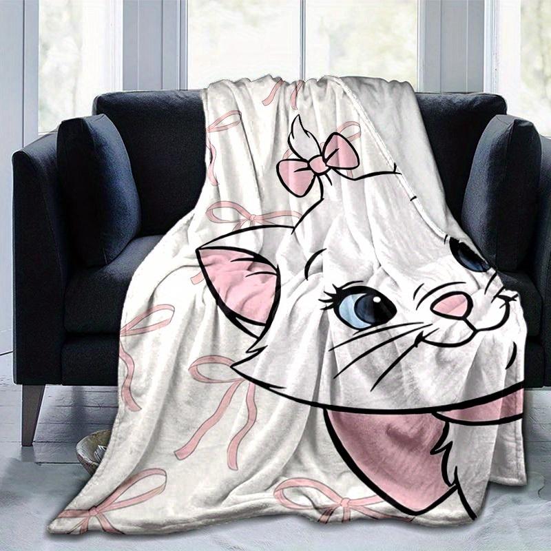 1pc Disney Aristocats Marie Pink Bow Blanket Soft Throw for Home Decor, Couch Cover, Travel