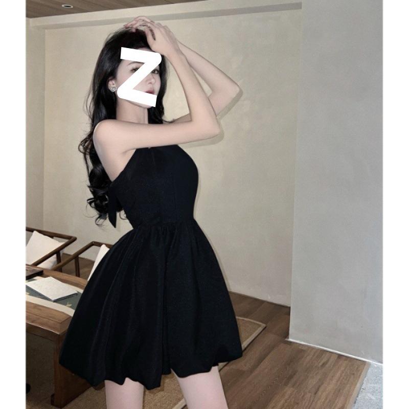 Pure desire spice girl with inner neck sling dress women s summer waist and thin temperament a word short skirt S