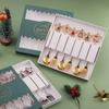 HANYANG Christmas Stirring Spoon Dessert Fork Christmas Eve Gift Gold Fruit Fork Five-pointed Star Christmas Tree Small Fork