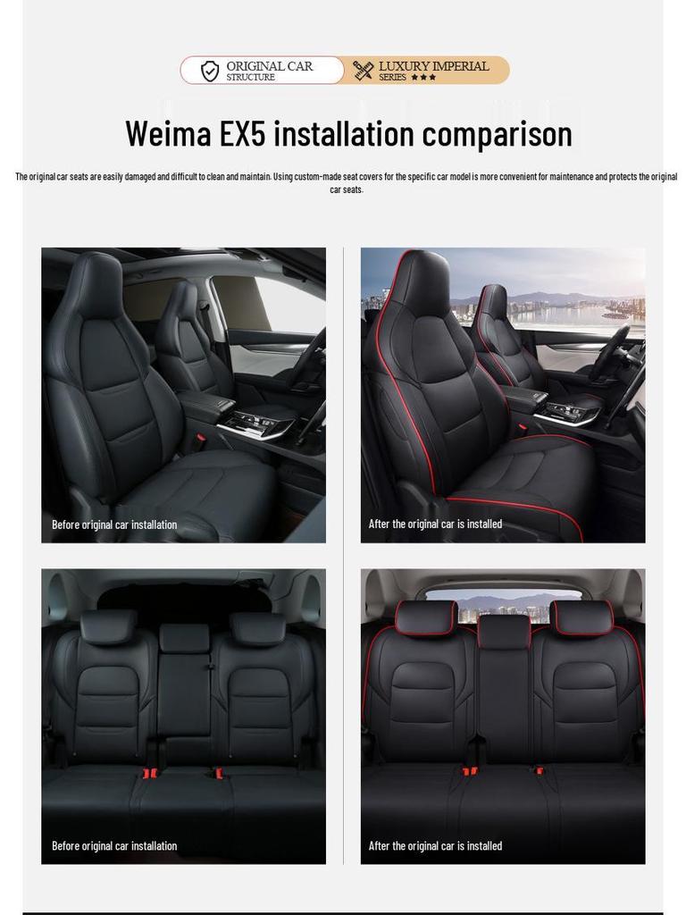 Maßgefertigter Weltmeister EX5 Ganzjahres-Leder-Autositzbezug 5-Sitzer