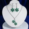 European & American Style Zircon Emerald Necklace & Plum Blossom Earrings Set