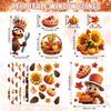 Thanksgiving Window Clings, 3D 8 Sheets Fall Window Clings Double Sided Turkey Pumpk Window Stickers for Glass Window Thanksgiving Fall Decorations