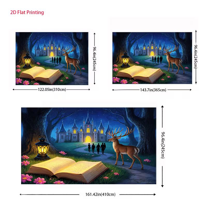2D Fantasy Bedroom Decor Tapestry Enchanted Night Castle Themed Wall Hanging