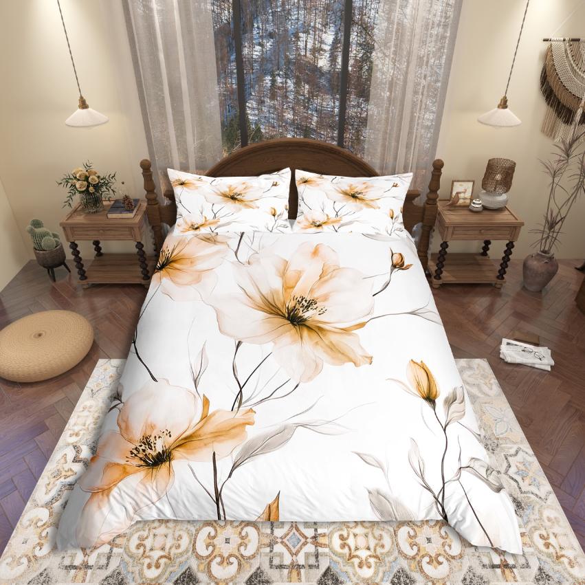 Homewish Cartoon Cat Duvet Cover SetColorful Flower Floral Comforter Cover SetBlack Kitten Bed Set For Girls Kids