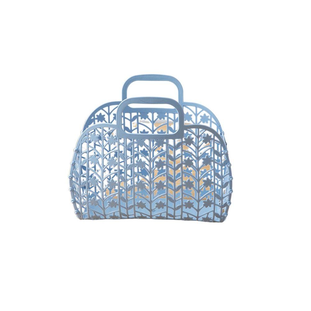 

Портативная полая корзина для хранения белья, сетчатая корзина для душа и ванны, пляжный отдых синий