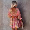 Women's Sexy V-neck Waist Print Boho Dress