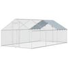 Large Outdoor Galvanized Steel Chicken Coop 5.1x3x1.9 M 15.3 M² With Oxford Cloth Cover And Lock Silver