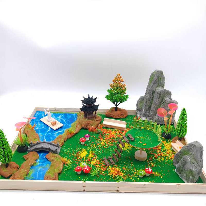 DIY Model Landscape Kit: Green Plants & Scenery Ornaments for Children's Creative Crafting