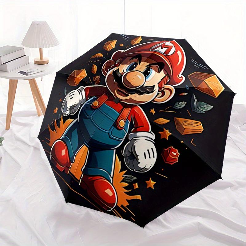 1pc Mario Adventure Automatic Open/close Folding Portable Cute Cute Umbrella  with 8-Ribs Structure for Women/Men, All-Season Use   a0901060