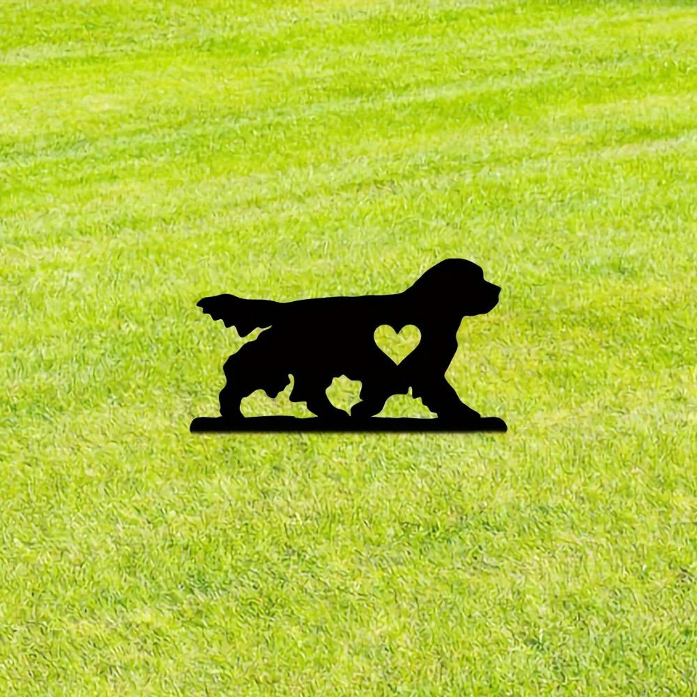 Treuer Hund Gartenstecker Eisenkunst Silhouette Metall Hofschild Kreative Außendekoration für Haustiergedenken