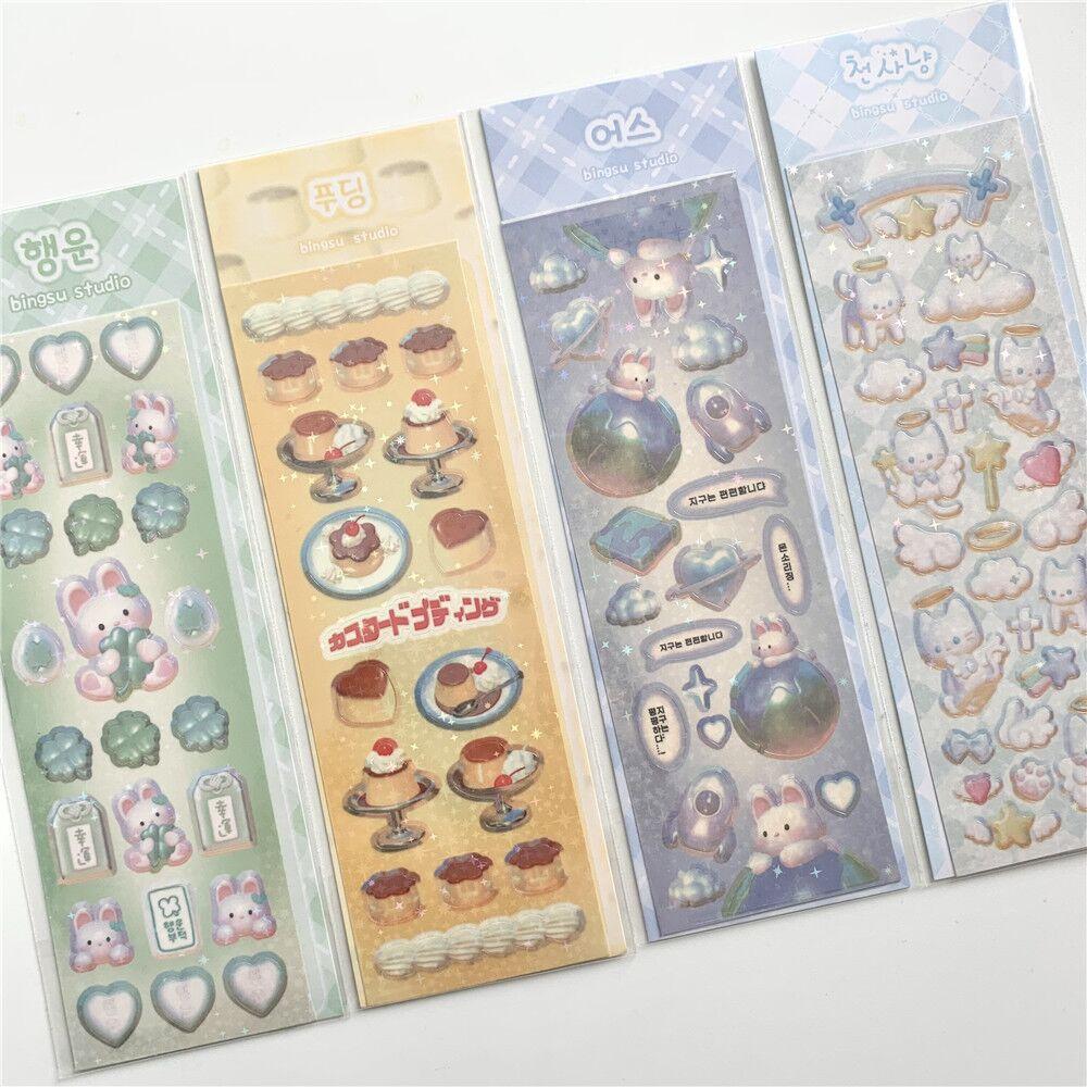 

MINKYS New Arrival 4pcs/lot Kawaii Cartoon Bear Laser Bling Photocards Decorative Stickers DIY Scrapbook Stickers Confetti