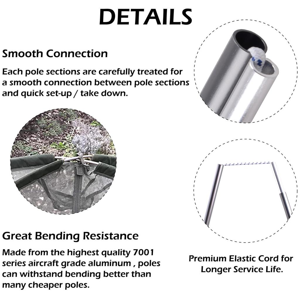 Azarxis Lightweight Aluminum Replacement Tent Poles for Tent for Camping and Outdoor Use of Frames, Corrosion-Resistant, (Set 2)