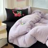 Korean Style Girl Heart Pink Cat Towel Embroidered With Washed Cotton Bedding Set Simple Bed Sheet Hat And Duvet Cover Set