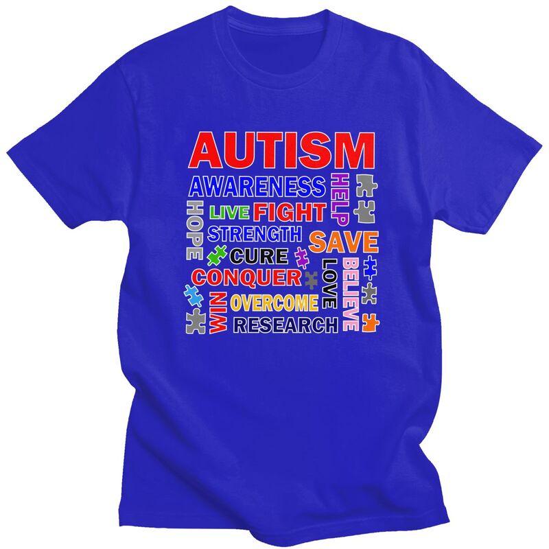 Autism Mashup T Shirt for Men Funny Introvert Awareness Quotes Tshirt Humor Streetwaer Short Sleeve Tee Shirt