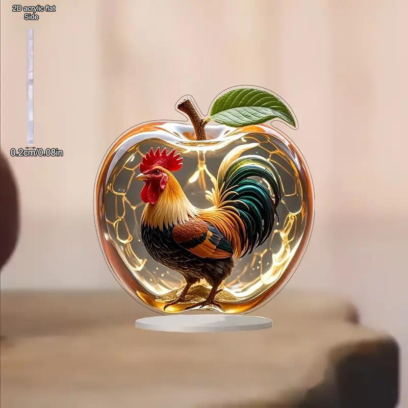 2D Flat Acrylic Rooster Decoration, Indoor and Outdoor Decoration - No Battery/electricity Required, Free Day Decoration, Shop Decoration, Durable O