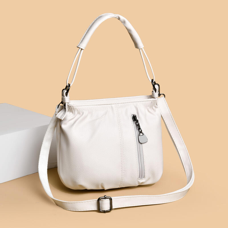 Borsa a Spalla Morbida in PU con Chiusura a Zip Frontale e Tracolla Regolabile Elegante Borsa Tote Quotidiana da Donna