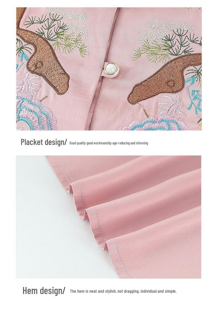 Zomerblouse in Chinese stijl met zeven mouwen voor dames van oma (70-jarige Moeder)