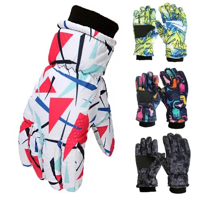 Children Thermal Ski Gloves Winter Outdoor Waterproof Windproof Fleece Child's Warm Snowboard Gloves for Skiing Riding.