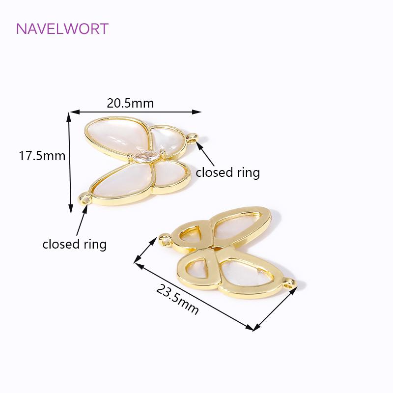 Trendy 2 Tyles Inlaid Shell Pendants 18K Gold Plated Butterfly Charms Pendants Connector DIY Necklace Jewellery Making Supplies
