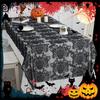 Halloween Black Lace Polyester Tablecloth for Party Decorations Fabric Easy To Cleaning Foldable Designs