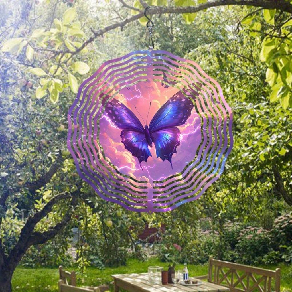 Colorful Metal Butterfly Wind Spinner with Floral Design for Outdoor Garden Yard Decor Hanging Windmill Infinite Rotation Home Decoration