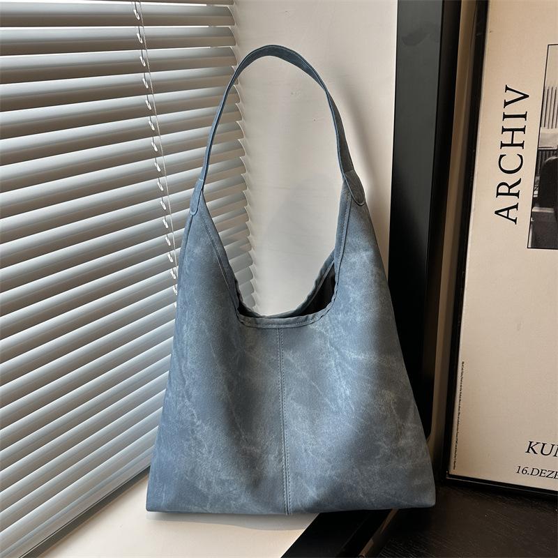 Premium sense large capacity tote bag summer new fashion solid color casual versatile portable shoulder armpit bag