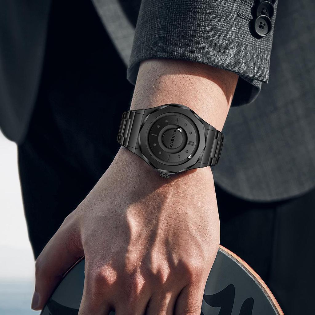 LIGE New Magnetic Watch FXOBOX Creative Personality Men's Quartz Watch Fashion cCasual Sports Men's Watch