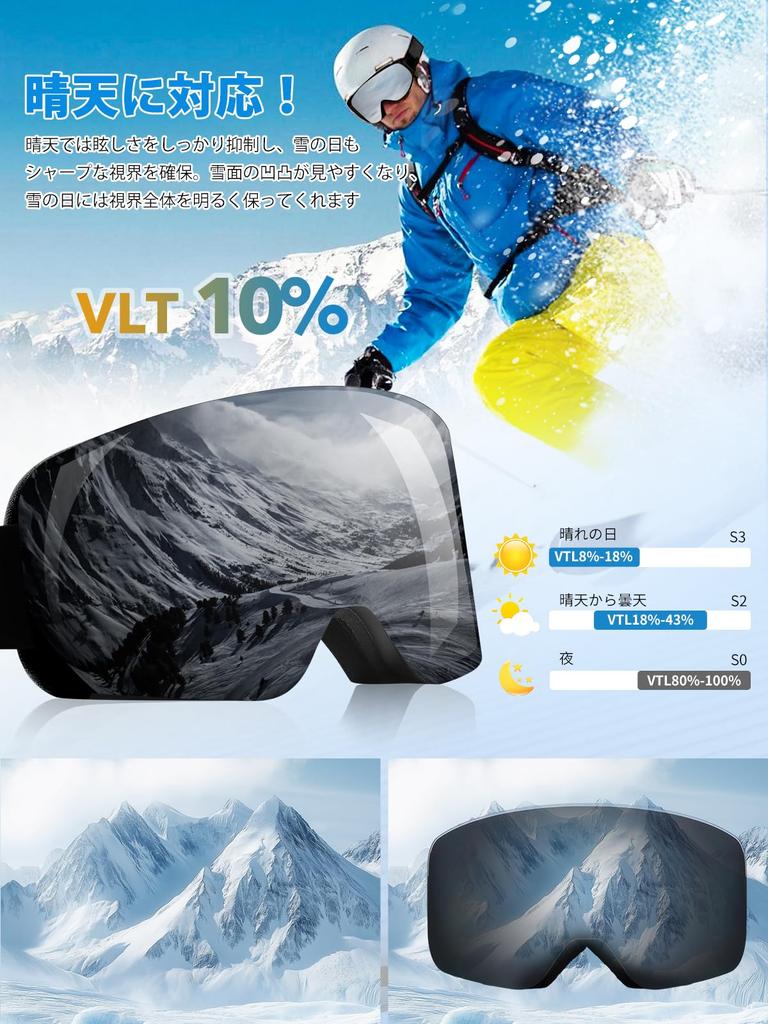 SwiftReach Goggles Glasses Field of Dual Ventilated Helmet Lightweight UV Windproof and Unisex Frame with Gray [Christmas Gift] Hiking/Skiing