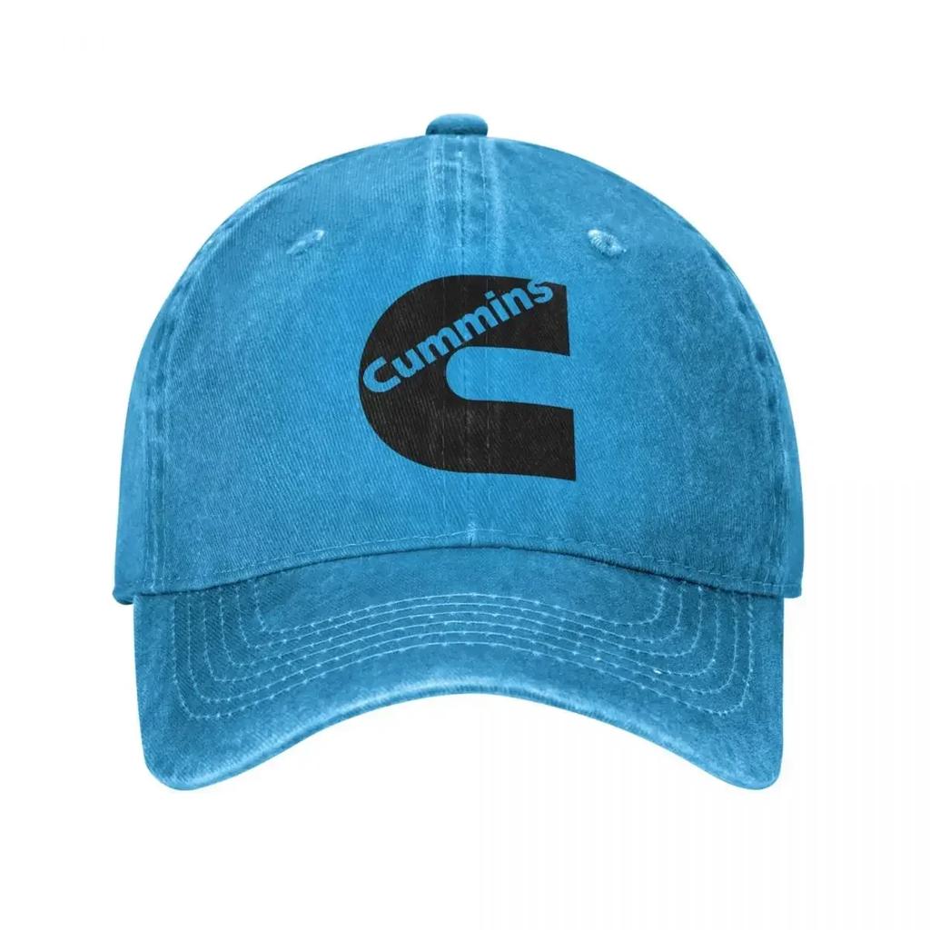 Silnik spalinowy Cummins Unisex Damska Czapka z daszkiem Zniszczony Denim Prane Czapki Czapka Treningi Bezstrukturalna Miękka Snapback
