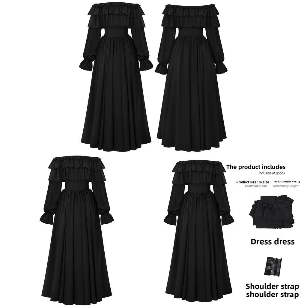 Gothic Halloween Dress For Women With Lace Corset And Ruffled Sleeves For Themed Parties