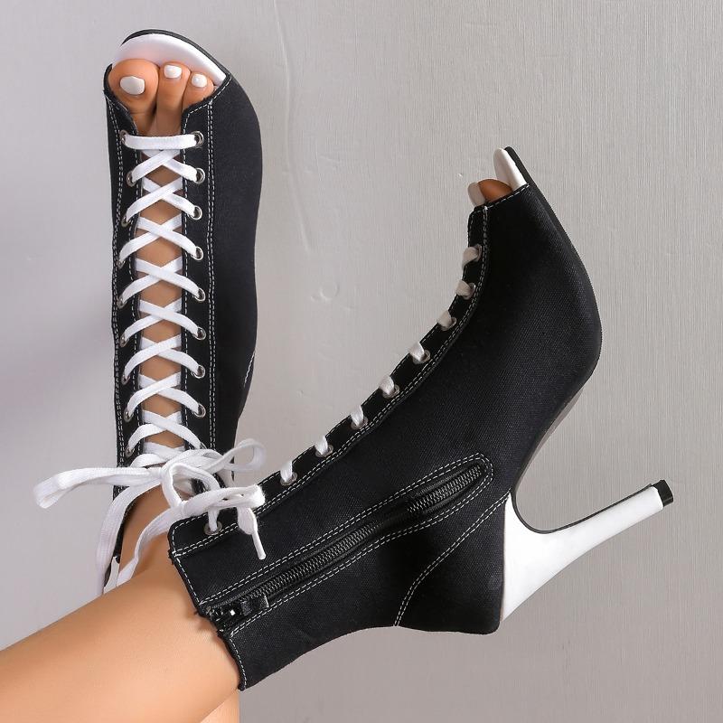 Fashion Women Lace-up Fashion High Quality Boots Summer Women Sandals Fashion Sexy High Heels Open Toe Comfort Indoor Dance Shoes