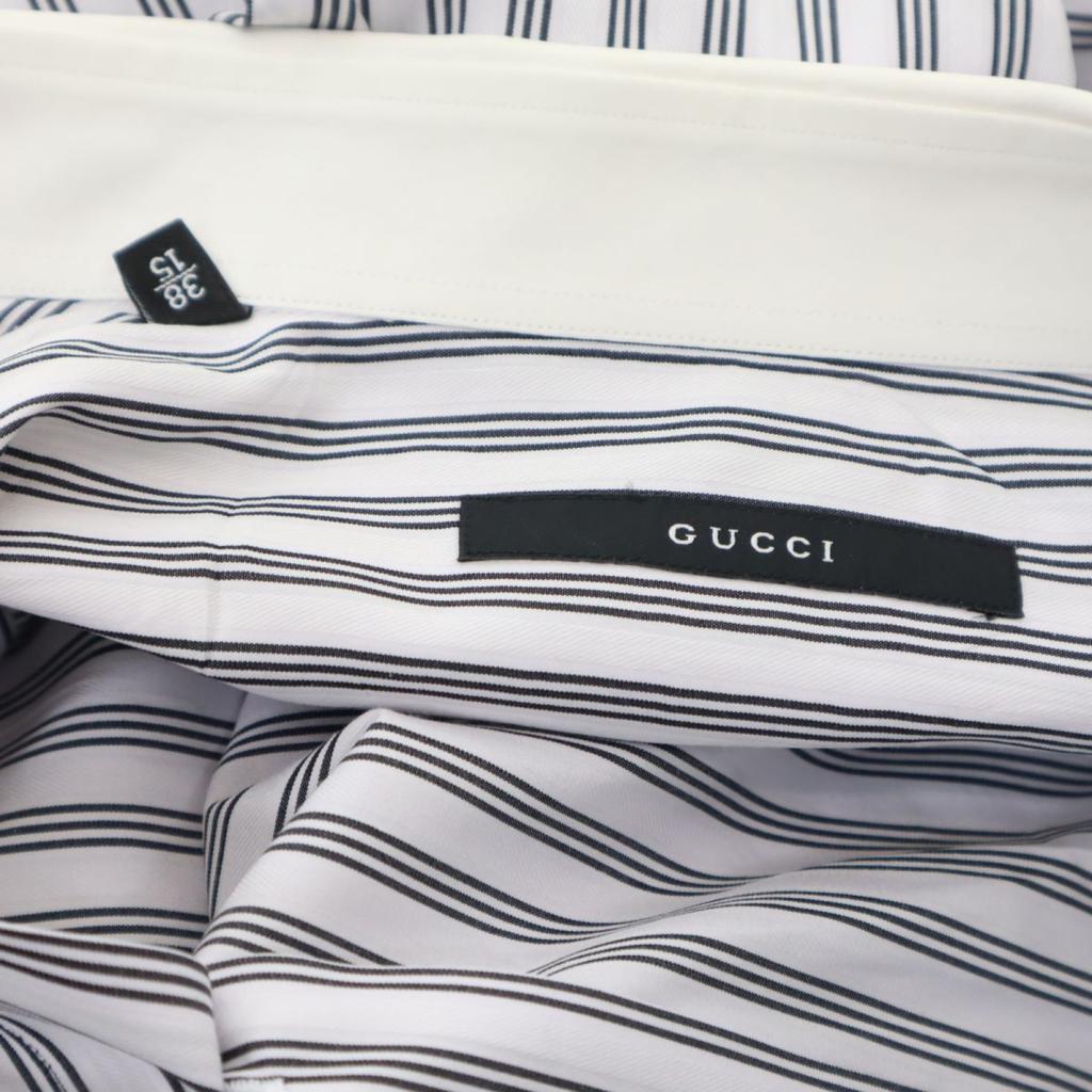 Gucci Made In Italy Striped Pattern Long Sleeve Cotton Shirt 38 Men's Used